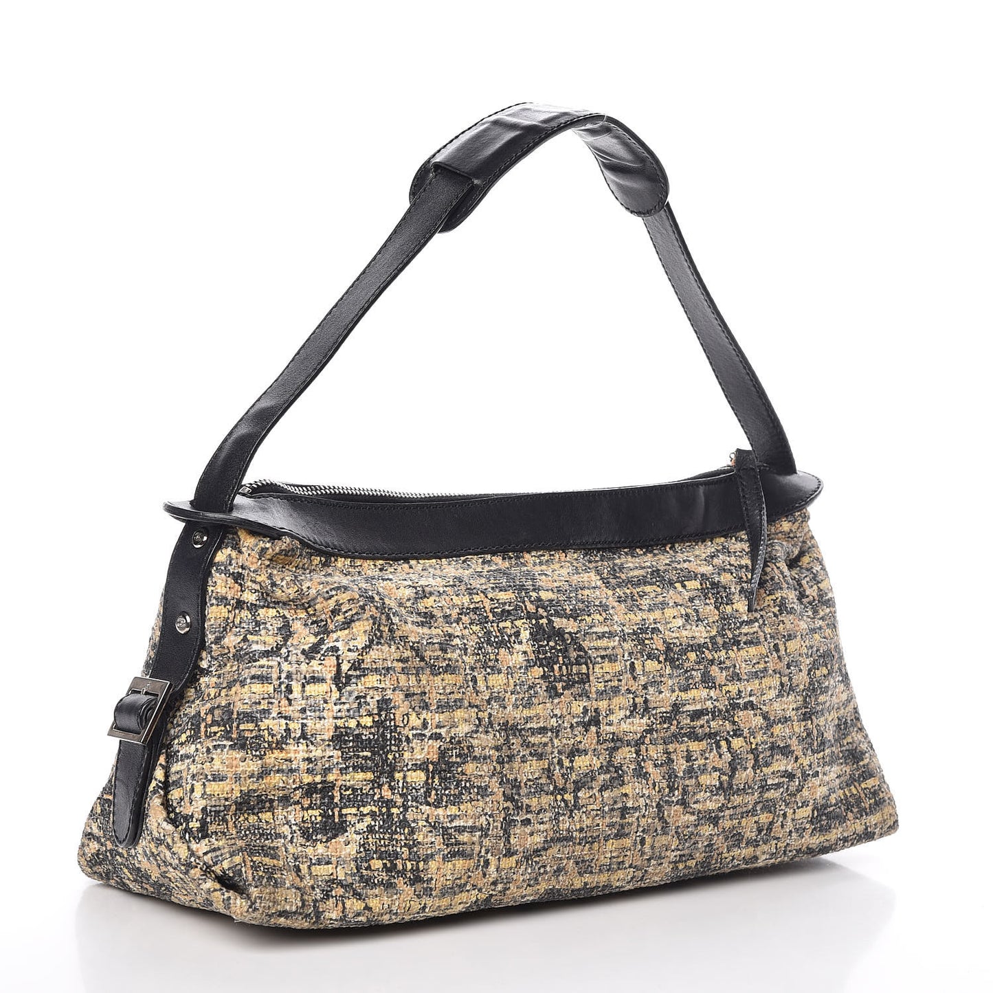 Tweed Lambskin Shoulder Bag Black
