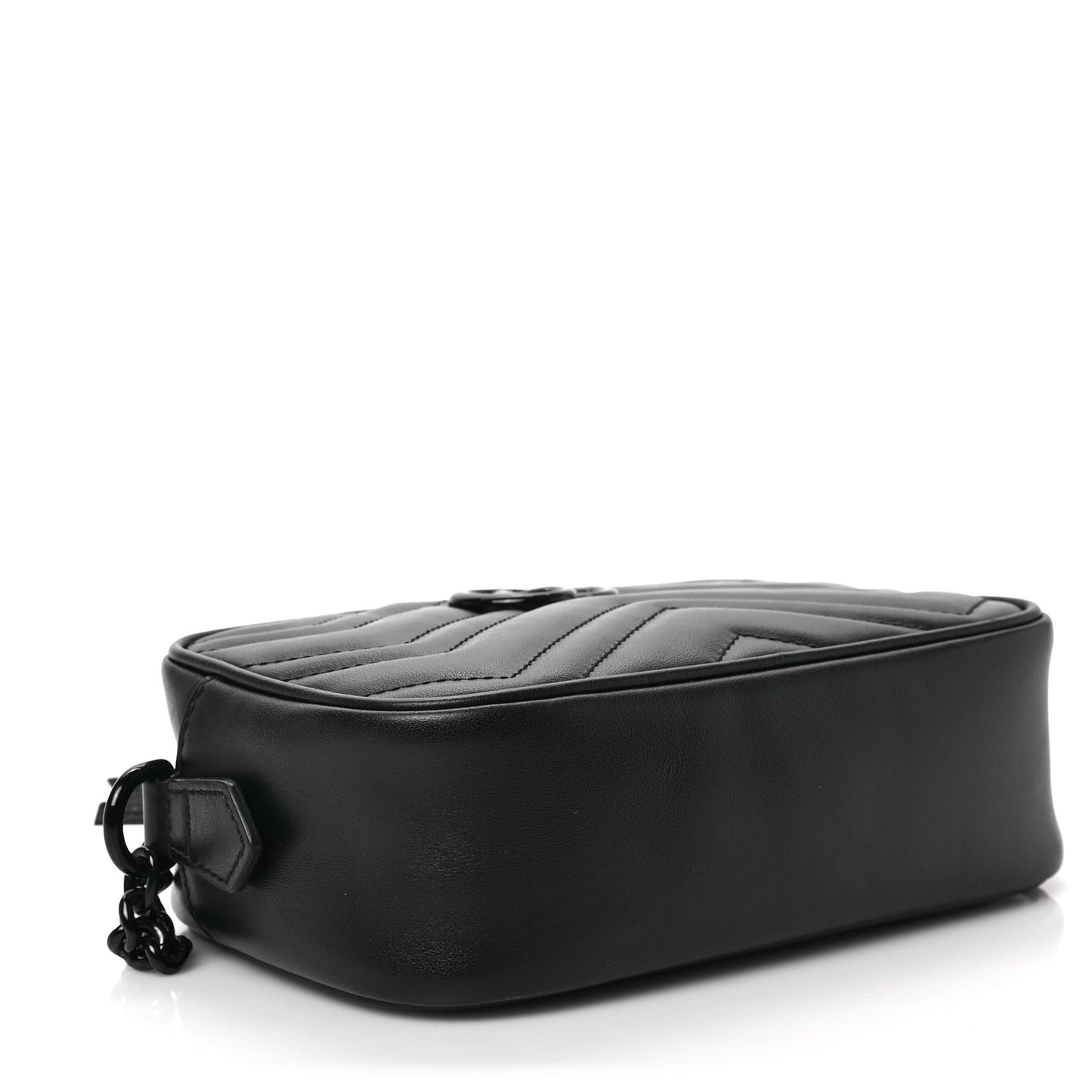 Calfskin Matelasse Monochrome Mini GG Marmont Chain Shoulder Bag Black