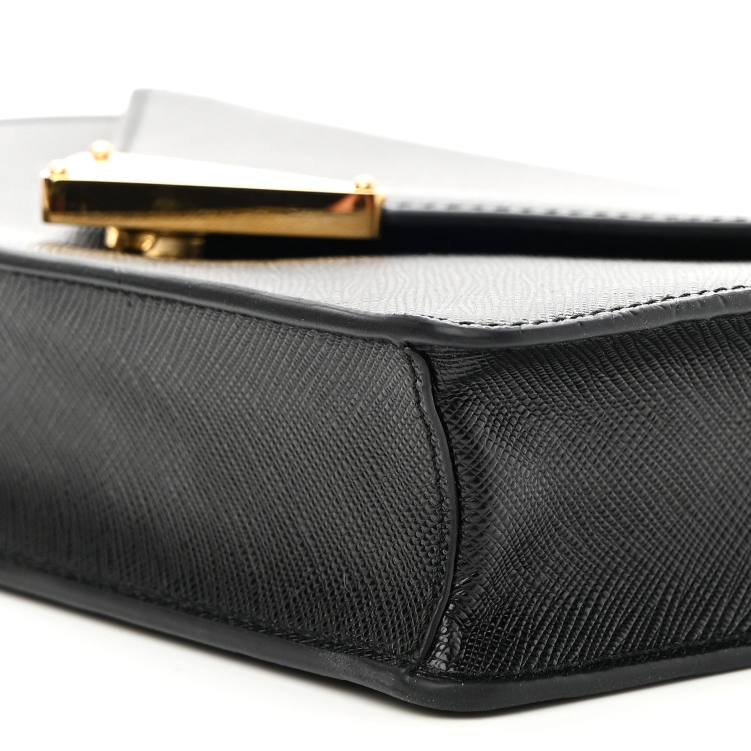 Prada Saffiano Lux Metal Triangle Logo Mini Envelope Chain Shoulder Bag Black 8 of 8