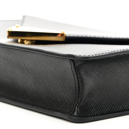 Prada Saffiano Lux Metal Triangle Logo Mini Envelope Chain Shoulder Bag Black 8 of 8