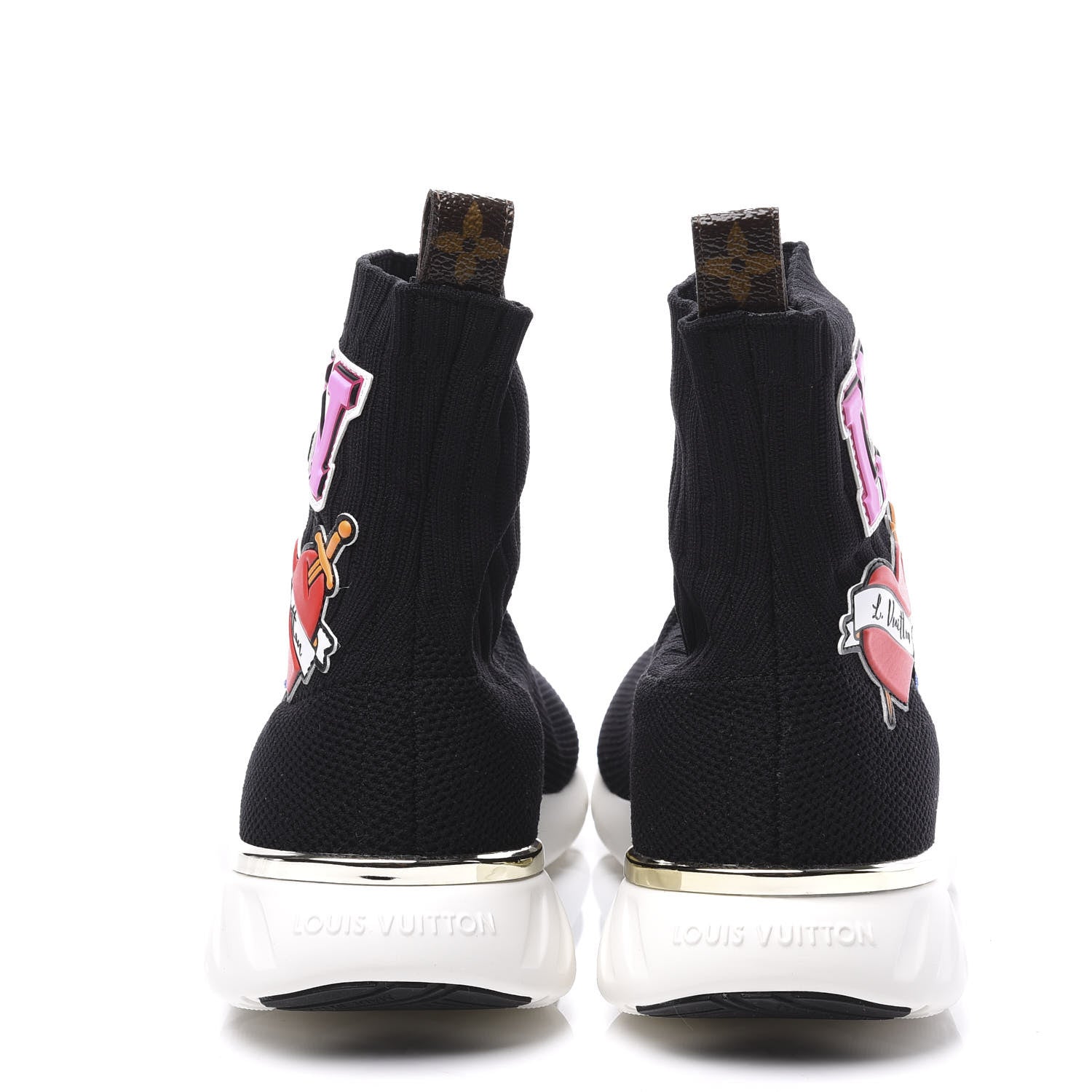 Louis Vuitton Stretch Fabric LV Black Heart Sock Sneaker 37 Black 7 of 10