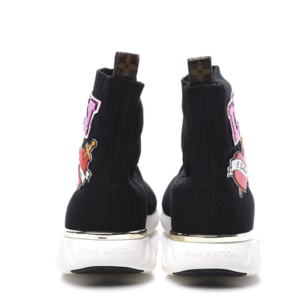 Louis Vuitton Stretch Fabric LV Black Heart Sock Sneaker 37 Black 7 of 10