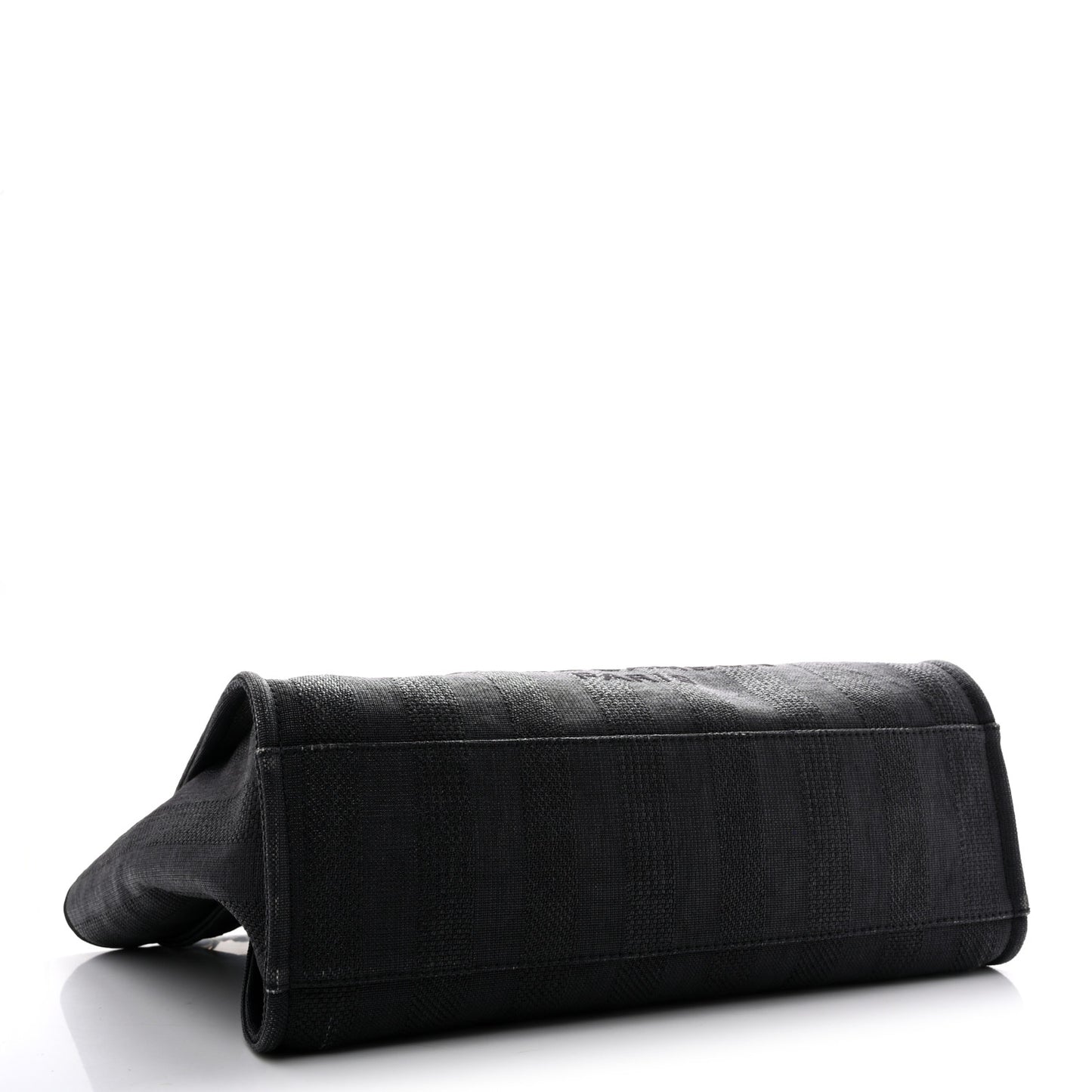 Mixed Fibers Calfskin Striped Large Deauville Tote Black