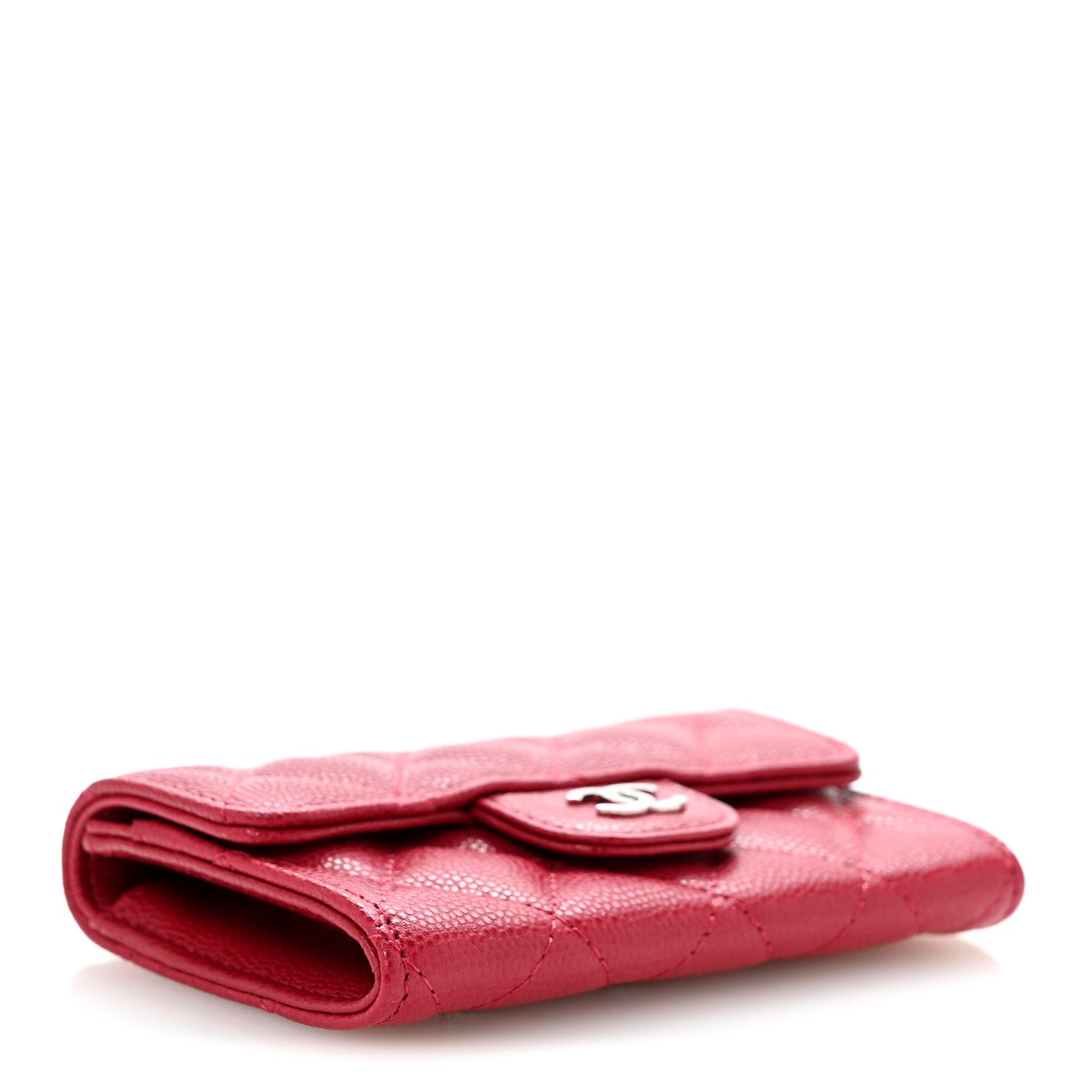 Chanel Caviar Quilted Flap Card Holder Wallet Dark Pink 4 of 9