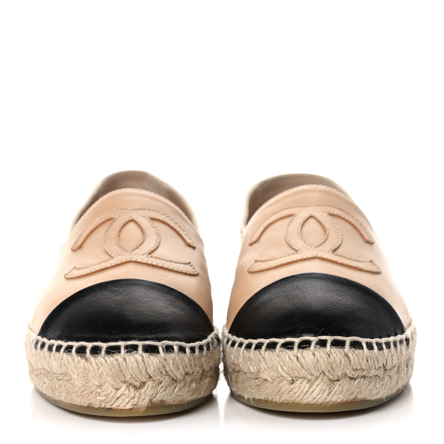 Lambskin CC Espadrilles 36 Beige Black