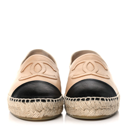 Chanel Lambskin CC Espadrilles 36 Beige Black 2 of 9