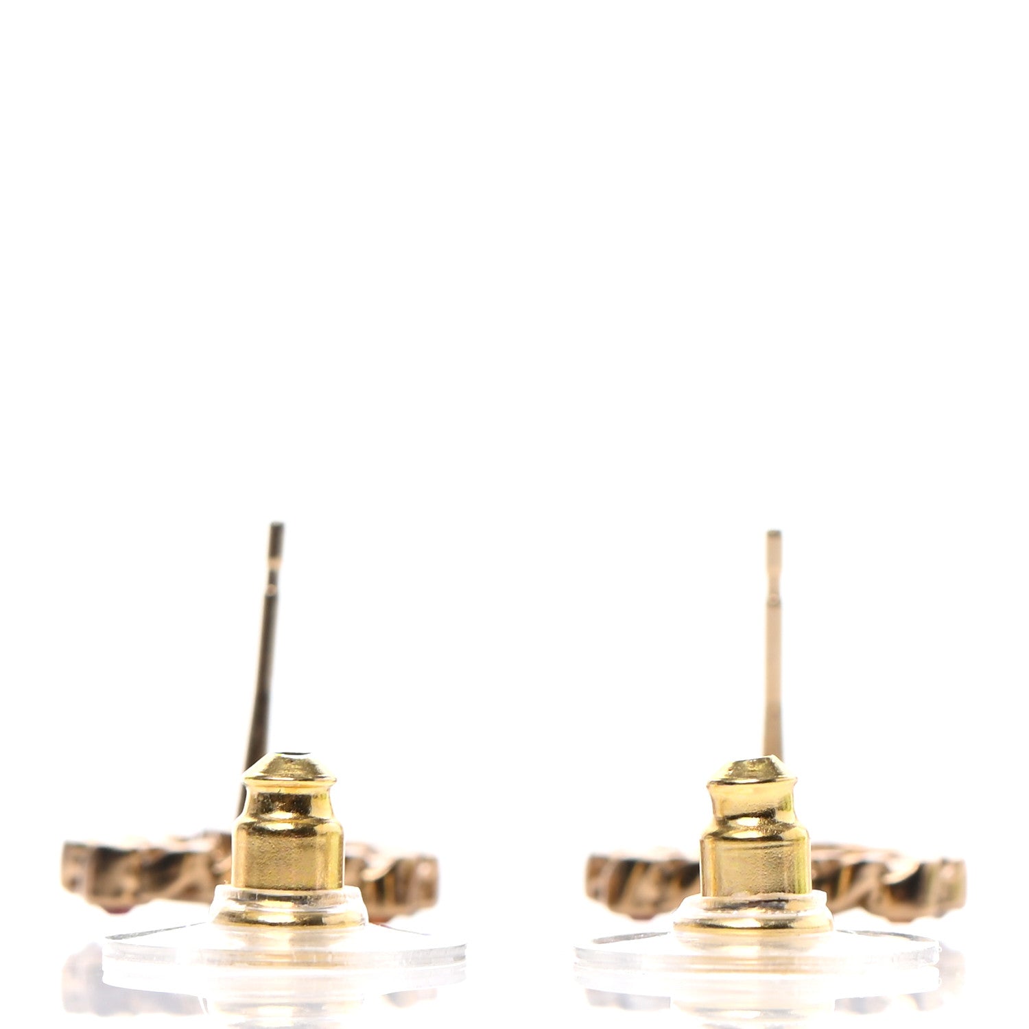 Chanel Pearl Crystal CC Heart Earrings Gold Multicolor 3 of 4