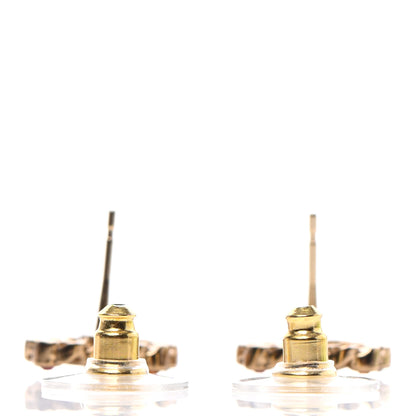 Chanel Pearl Crystal CC Heart Earrings Gold Multicolor 3 of 4