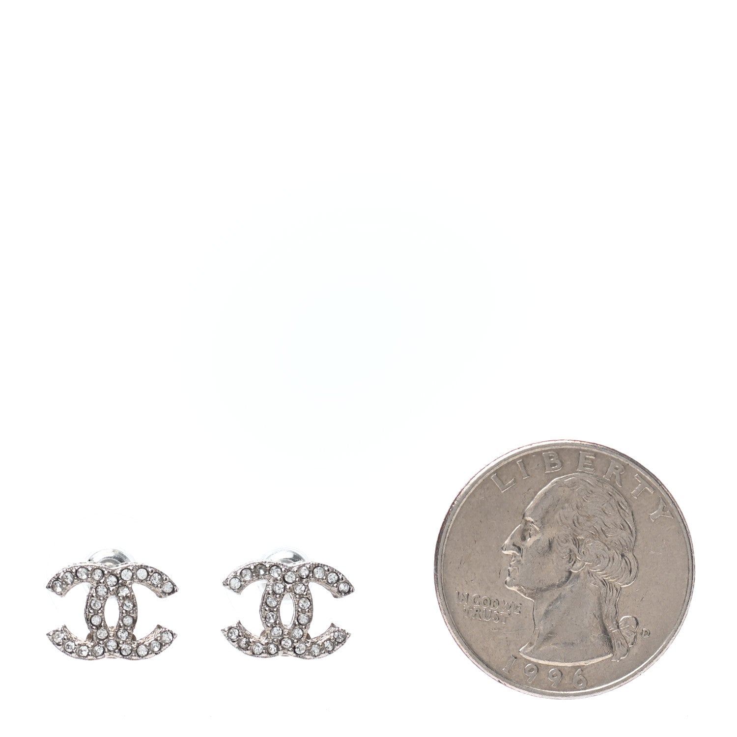 Chanel Crystal CC Earrings Silver 2 of 4