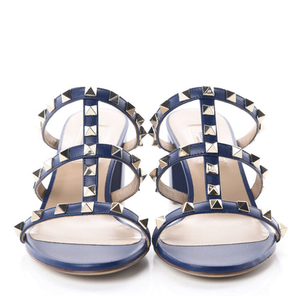 Valentino Garavani Calfskin Rockstud 60mm Caged Slide Sandals 36 Light Ocean 2 of 12