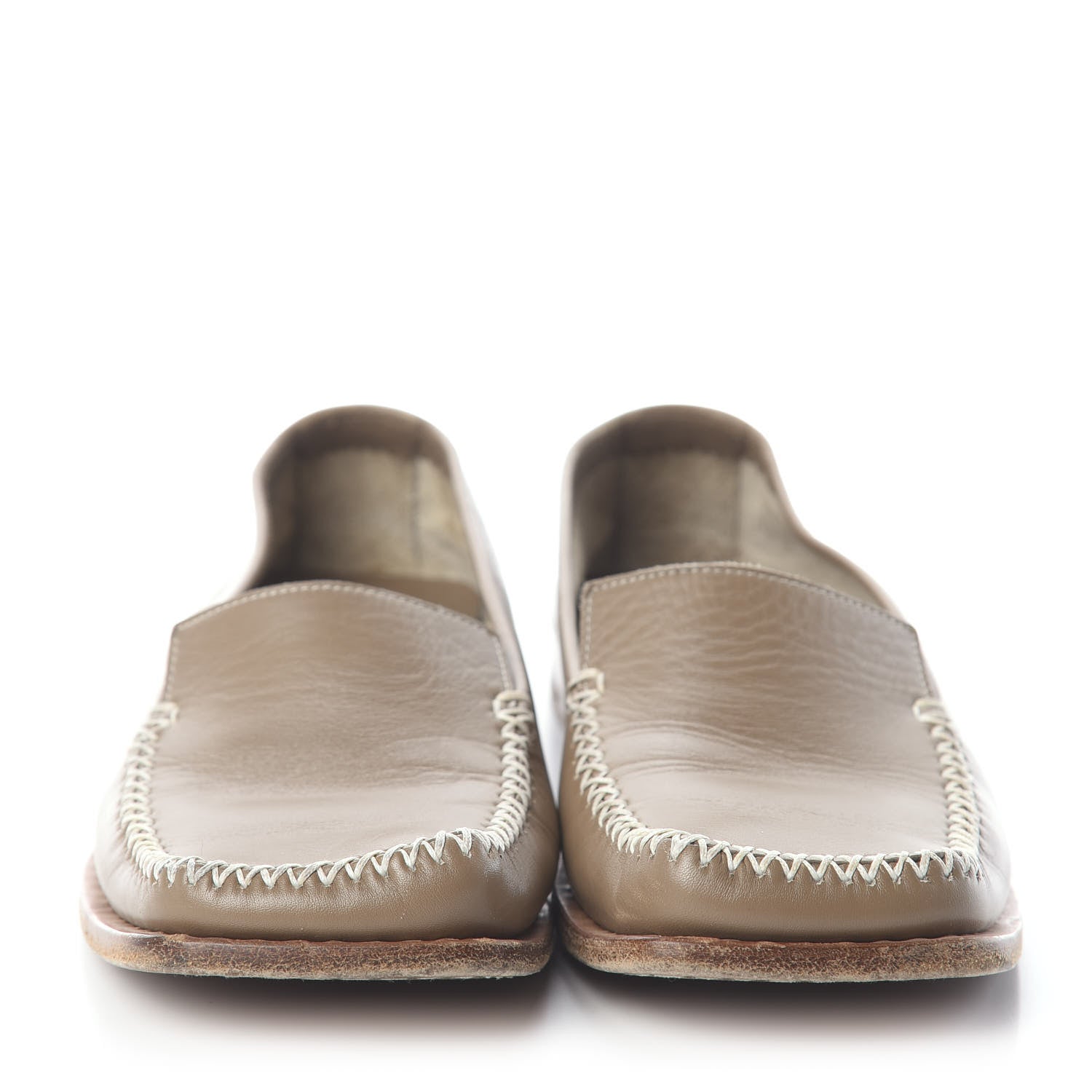Louis Vuitton Calfskin Square Toe Loafers 36.5 Taupe 2 of 8