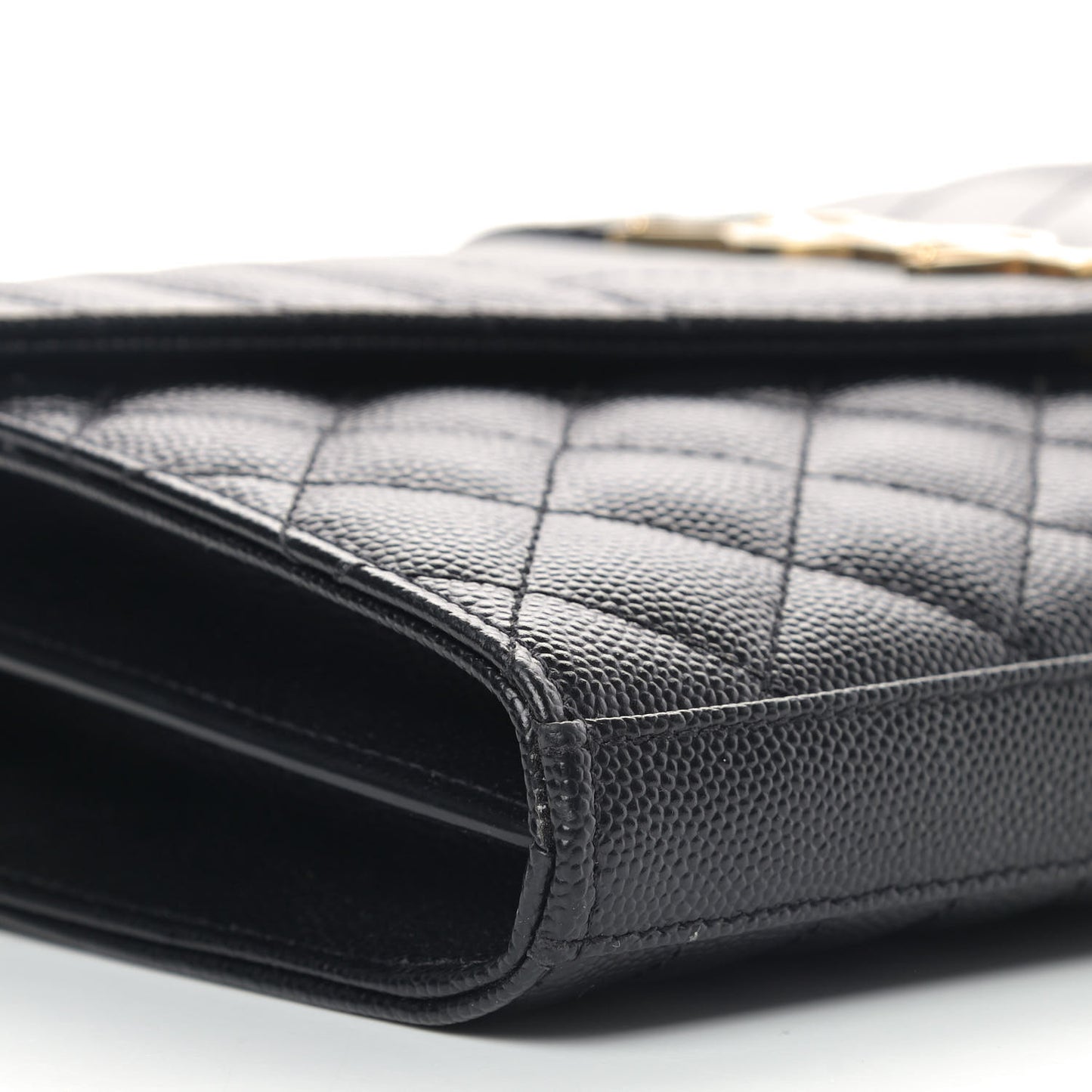 Grain De Poudre Mixed Matelasse Triquilt Monogram Chain Wallet Black