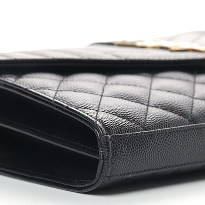 Saint Laurent Grain De Poudre Mixed Matelasse Triquilt Monogram Chain Wallet Black 9 of 10