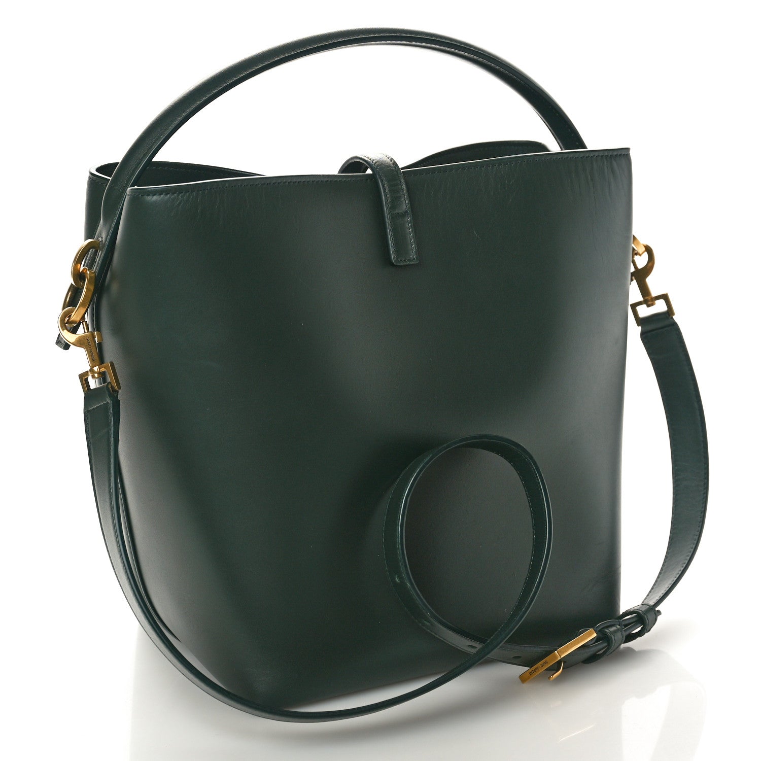 Saint Laurent Shiny Calfskin Le 37 Bucket Bag Vert Fonce 4 of 11