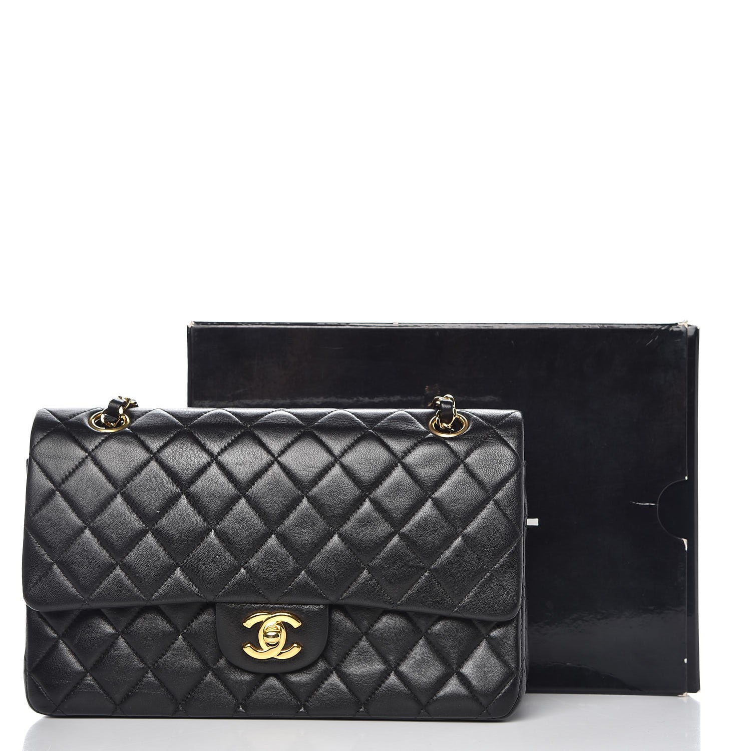 Chanel Lambskin Quilted Medium Double Flap Black 14 of 14
