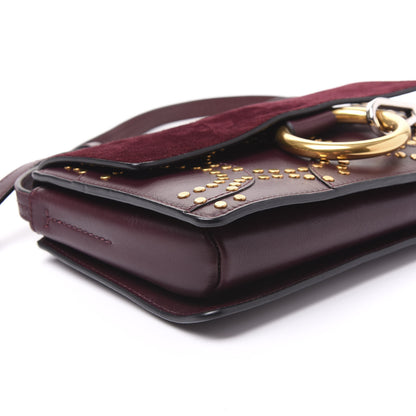 Chloe Suede Calfskin Studded Small Faye Shoulder Bag Dark Purple 7 of 8