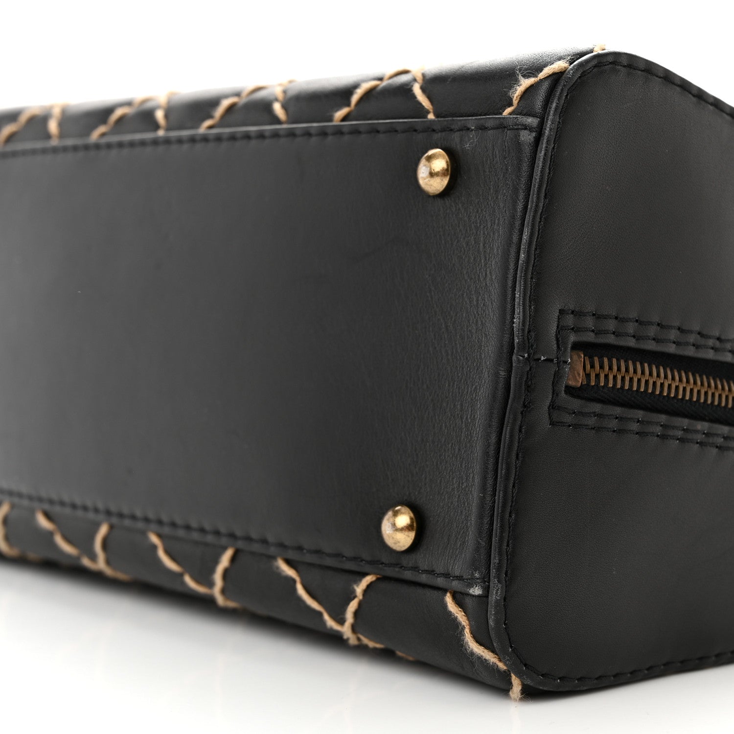 Chanel Calfskin Wild Stitch Vertical Top Handle Bag Black 10 of 14