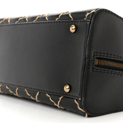 Chanel Calfskin Wild Stitch Vertical Top Handle Bag Black 10 of 14
