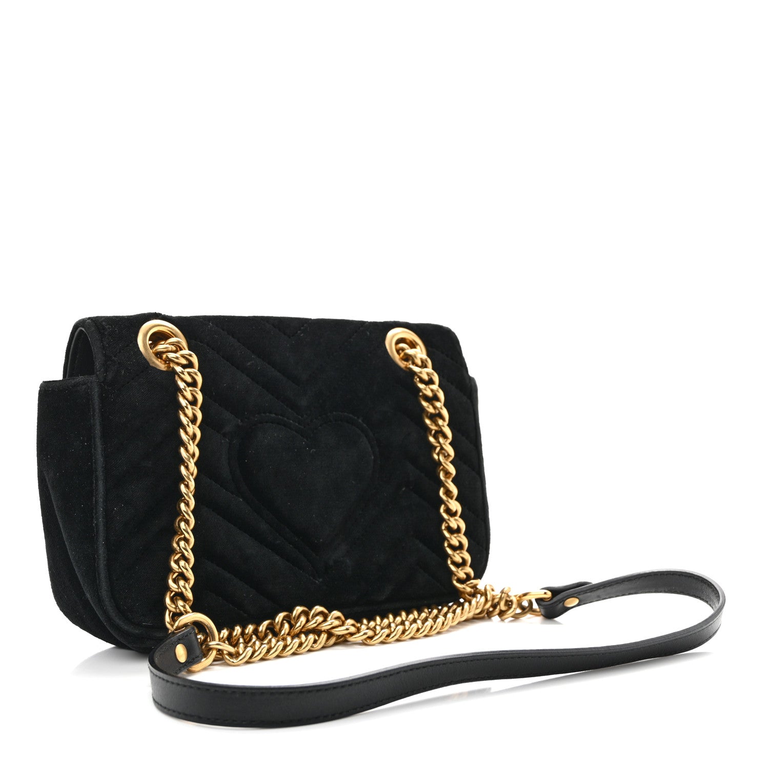 Gucci Velvet Matelasse Mini GG Marmont Shoulder Bag Black 3 of 14