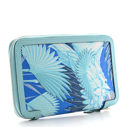Hermes Epsom Printed Silk Flamingo Party Soie-Cool Wallet Mykonos Bleu Atoll 3 of 10