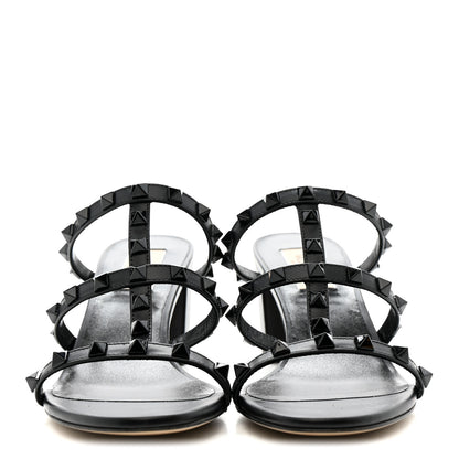 Valentino Garavani Calfskin Monochrome Rockstud 60mm Caged Slide Sandals 37 Black 3 of 9