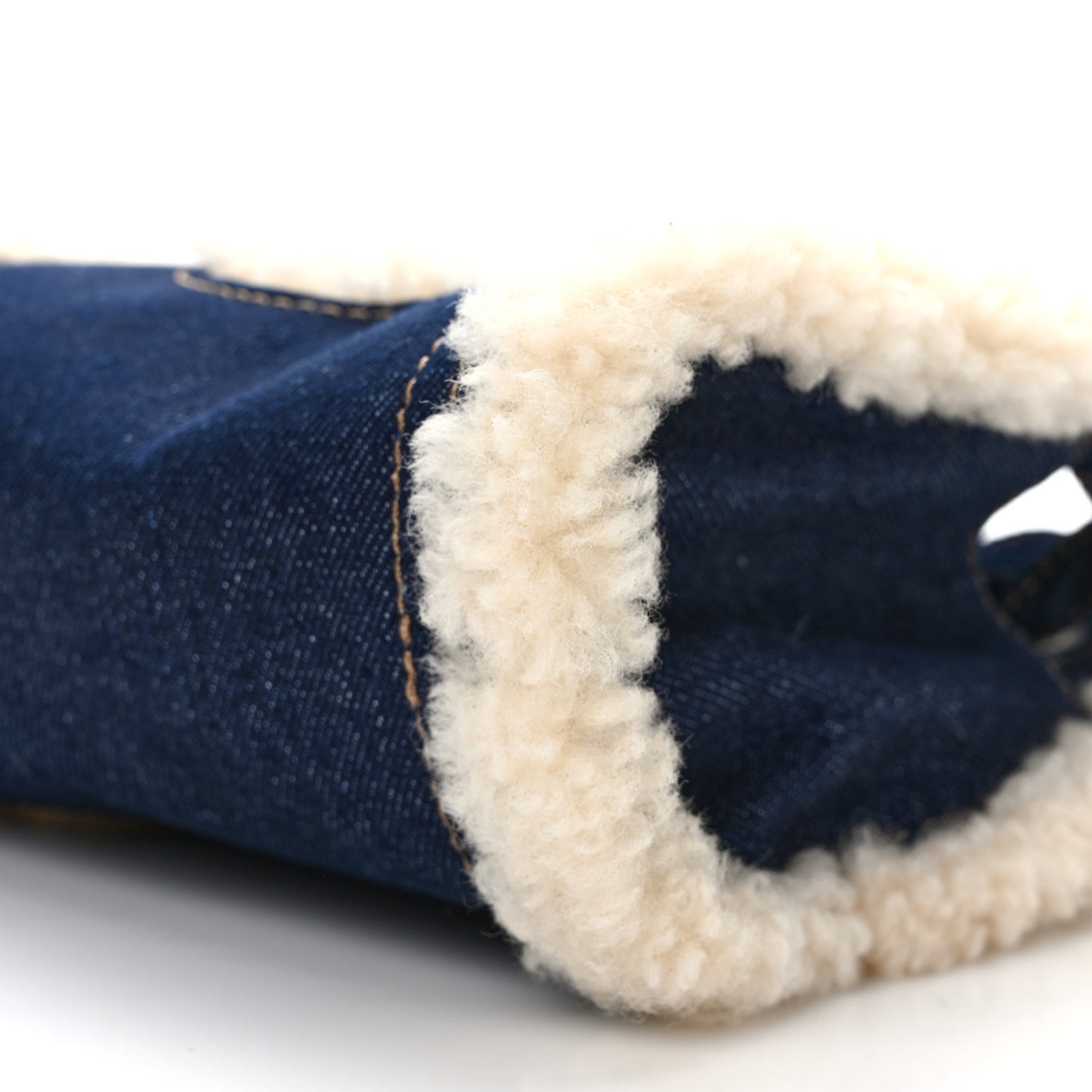 X UGG Denim Shearling Small Shopping Bag Raw Denim