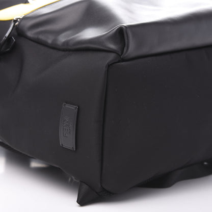 Fendi Nylon Vitello Liberty Vitello Dolce Monster Eyes Rounded Backpack Black Sunflower 7 of 8