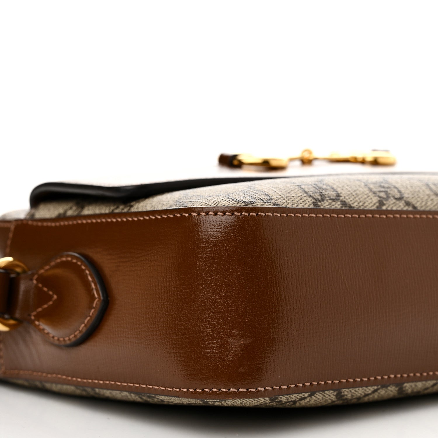 Gucci GG Supreme Monogram Small Horsebit 1955 Shoulder Bag Beige Brown Sugar 9 of 14