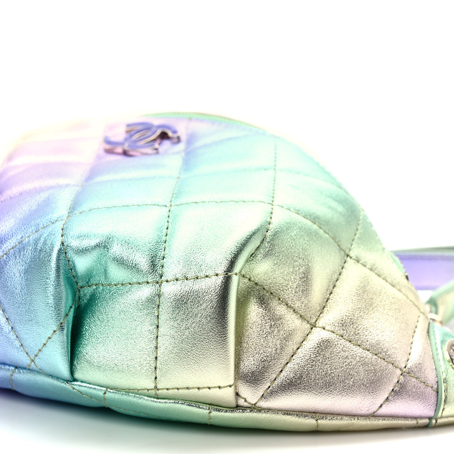 Chanel Gradient Metallic Lambskin Quilted Walking Mood Waist Bag Fanny Pack Pink Purple Green 9 of 10