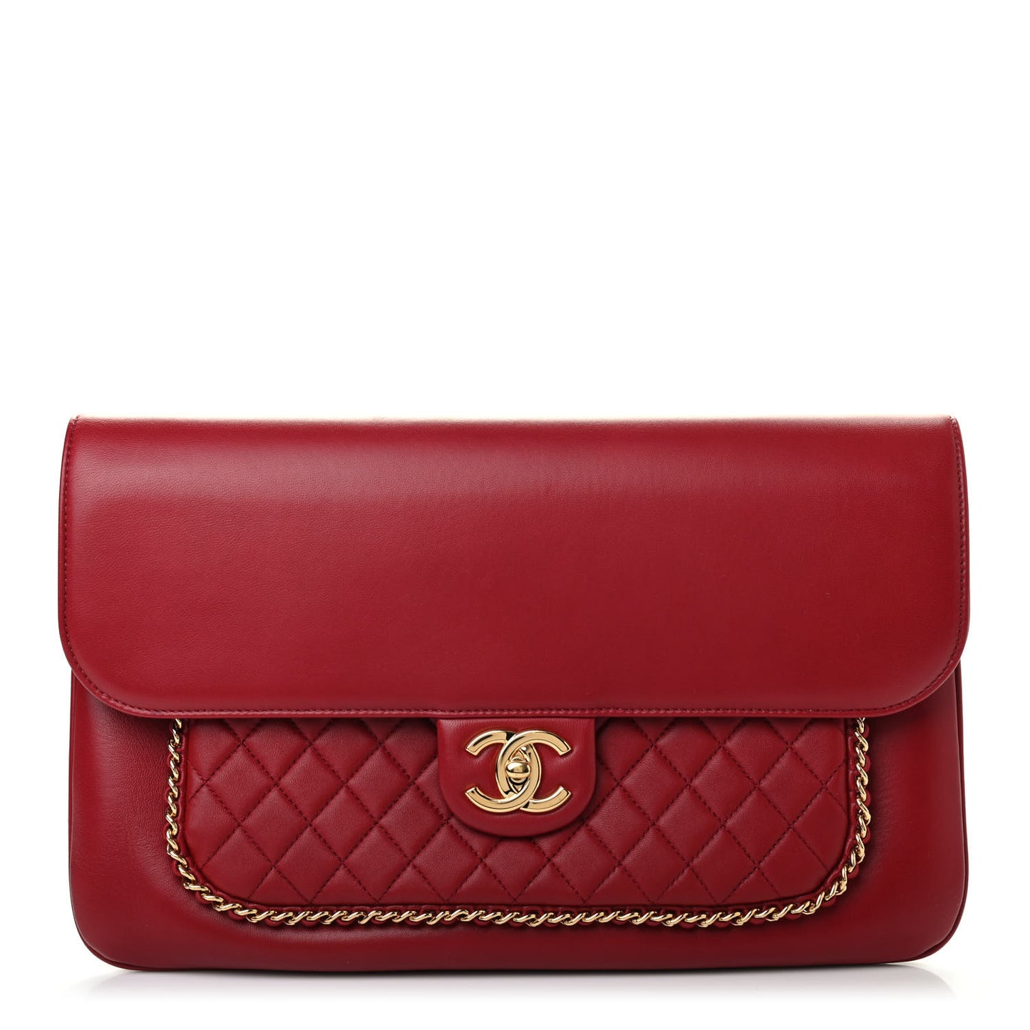 Lambskin Quilted CC Unchained Clutch Red