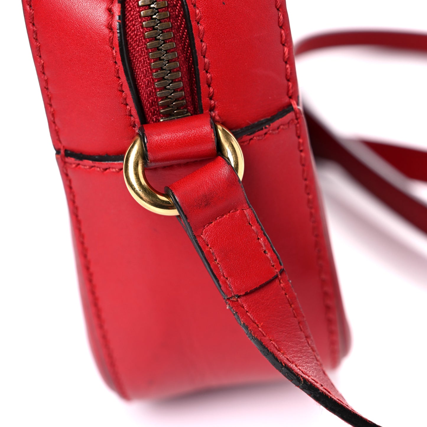 Calfskin Web Small Webby Bee Shoulder Bag Red