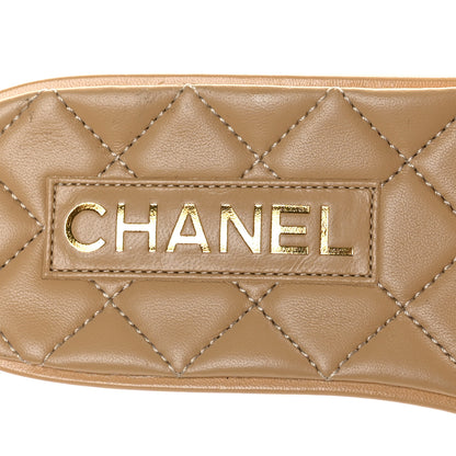 Chanel Shiny Goatskin CC Chain Mule Sandals 39 Beige 7 of 9