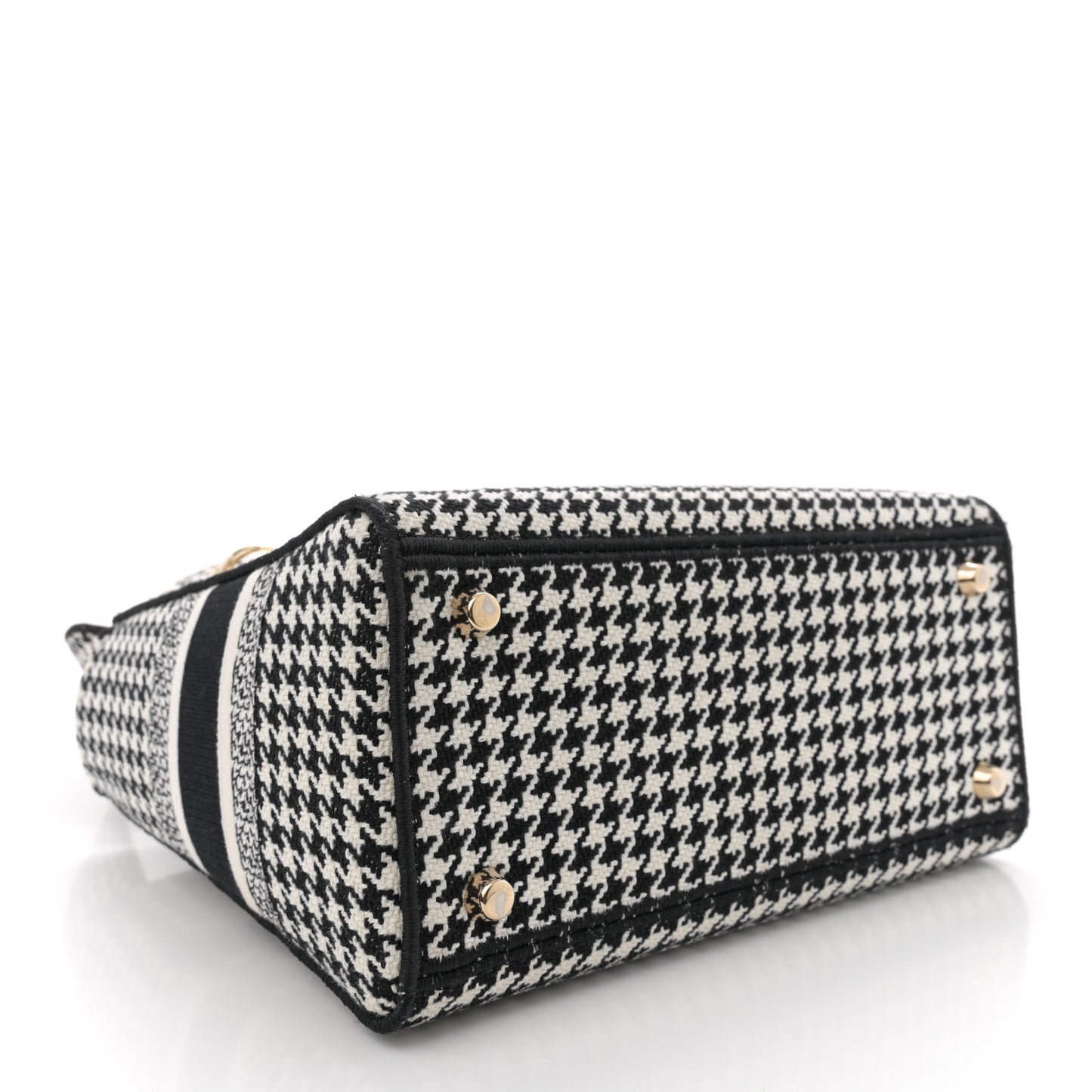 Canvas Houndstooth Embroidered Medium Lady D-Lite Black White