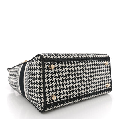 Christian Dior Canvas Houndstooth Embroidered Medium Lady D-Lite Black White 4 of 10
