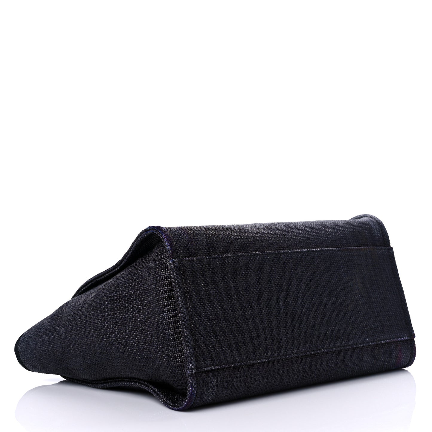 Woven Straw Raffia Medium Deauville Tote Black