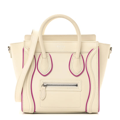 Celine Smooth Calfskin Nano Luggage White Magenta 1 of 24