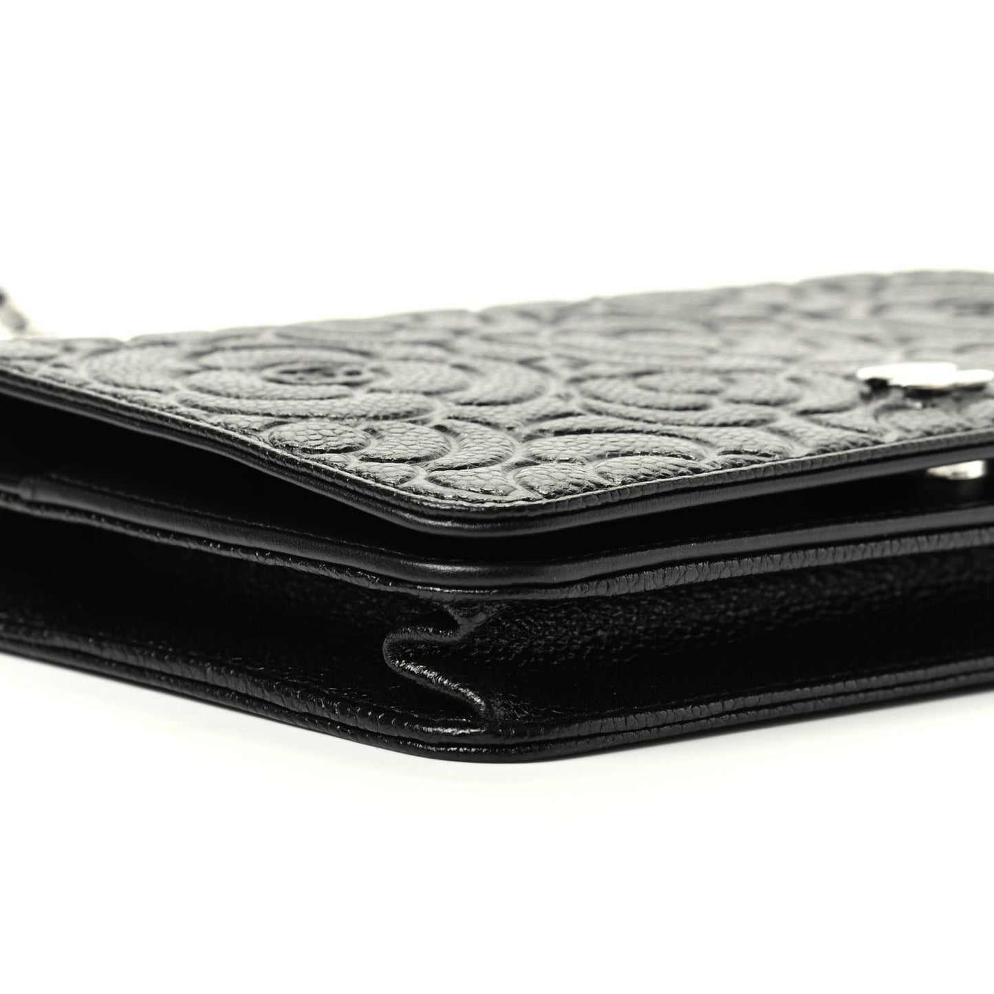Caviar Camellia Embossed Wallet On Chain WOC Black
