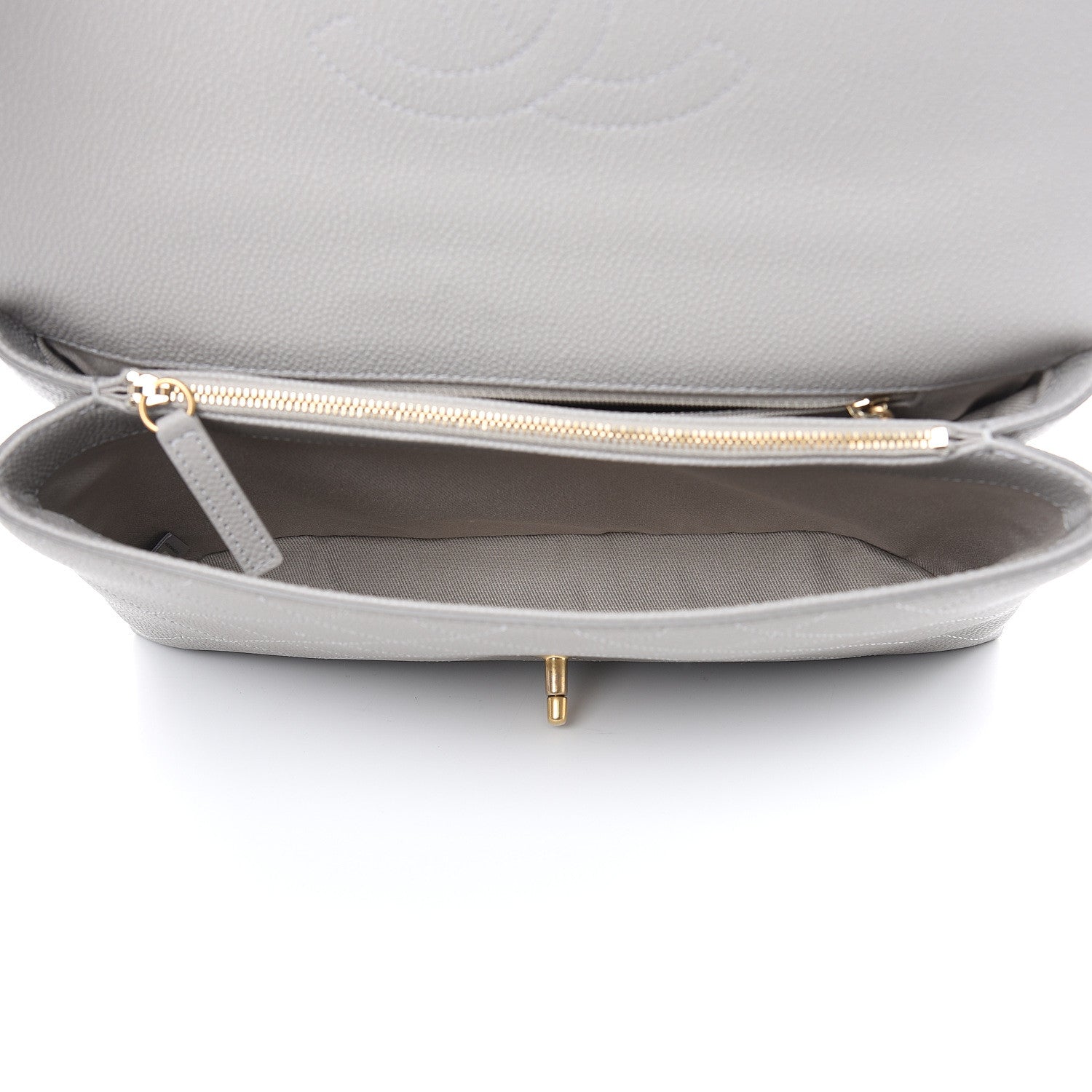Chanel Grained Calfskin Stitched Flap Grey 7 of 10