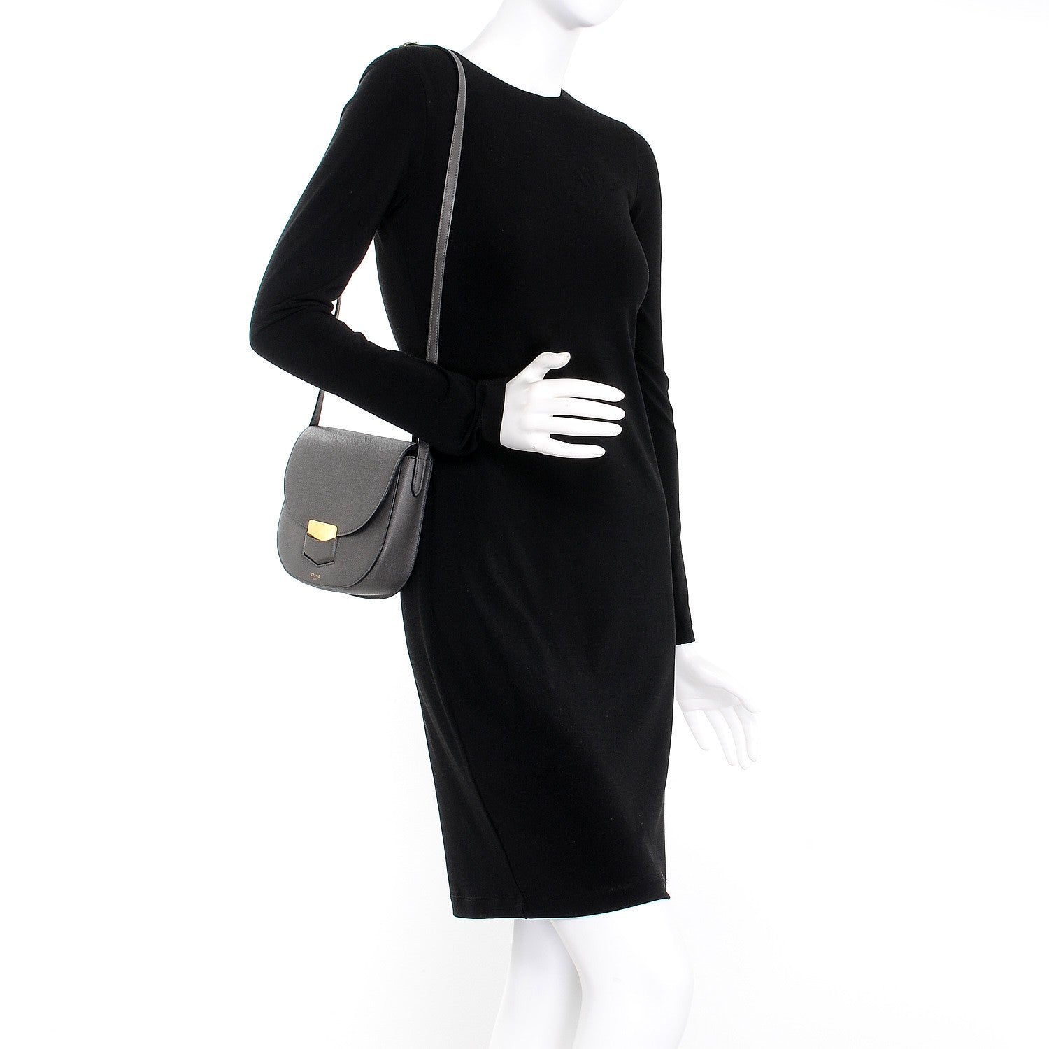 Celine Baby Grained Calfskin Small Trotteur Grey 2 of 11