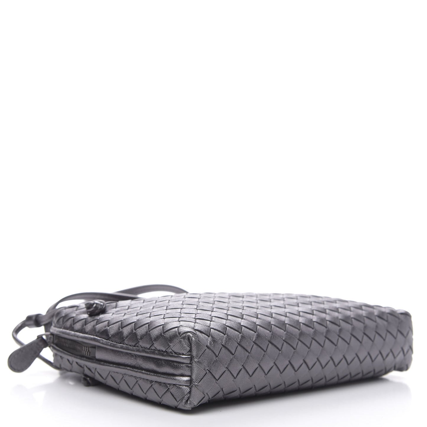 Metallic Nappa Intrecciato Nodini Crossbody Messenger Dark Grey