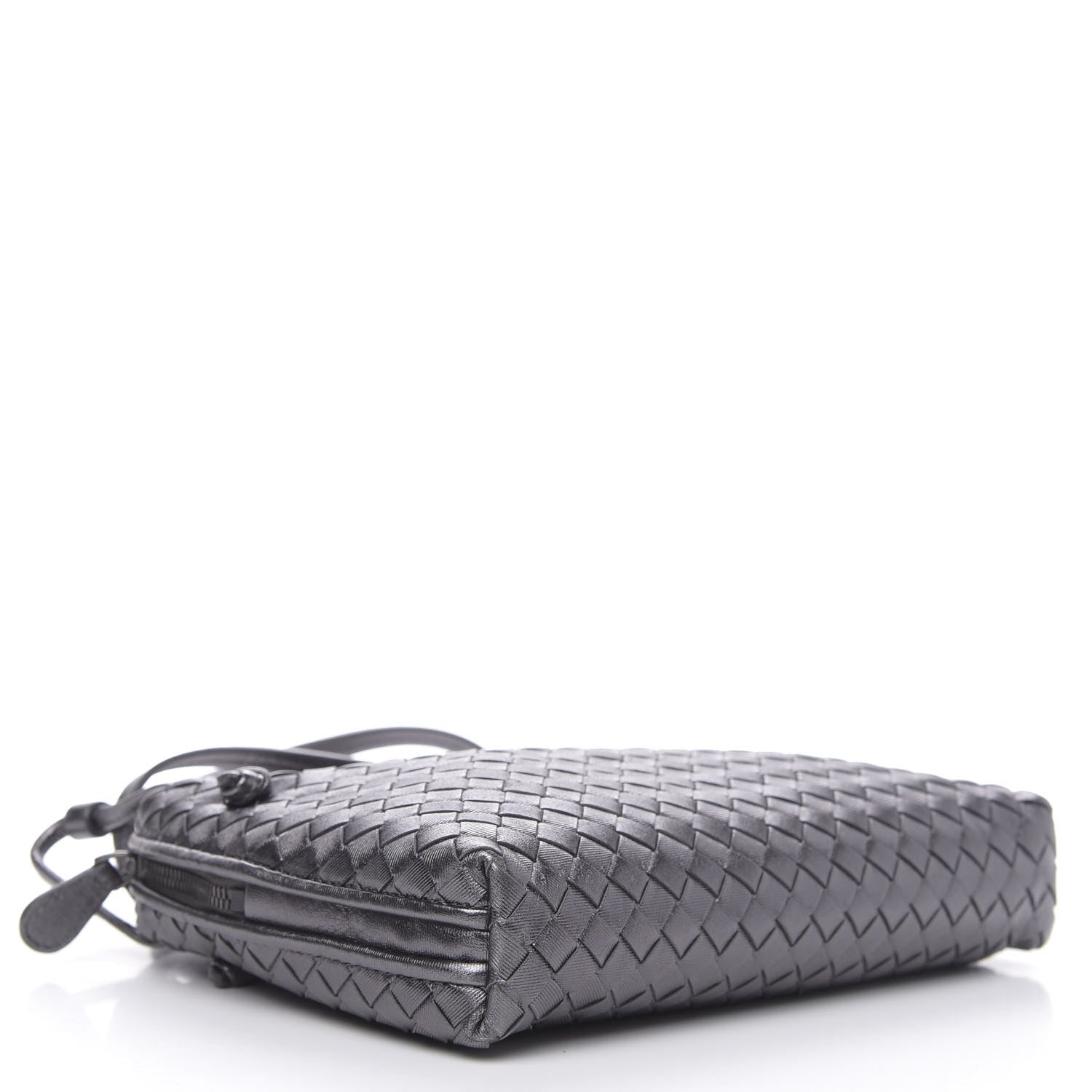 Bottega Veneta Metallic Nappa Intrecciato Nodini Crossbody Messenger Dark Grey 4 of 9