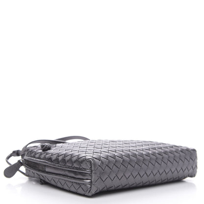 Bottega Veneta Metallic Nappa Intrecciato Nodini Crossbody Messenger Dark Grey 4 of 9