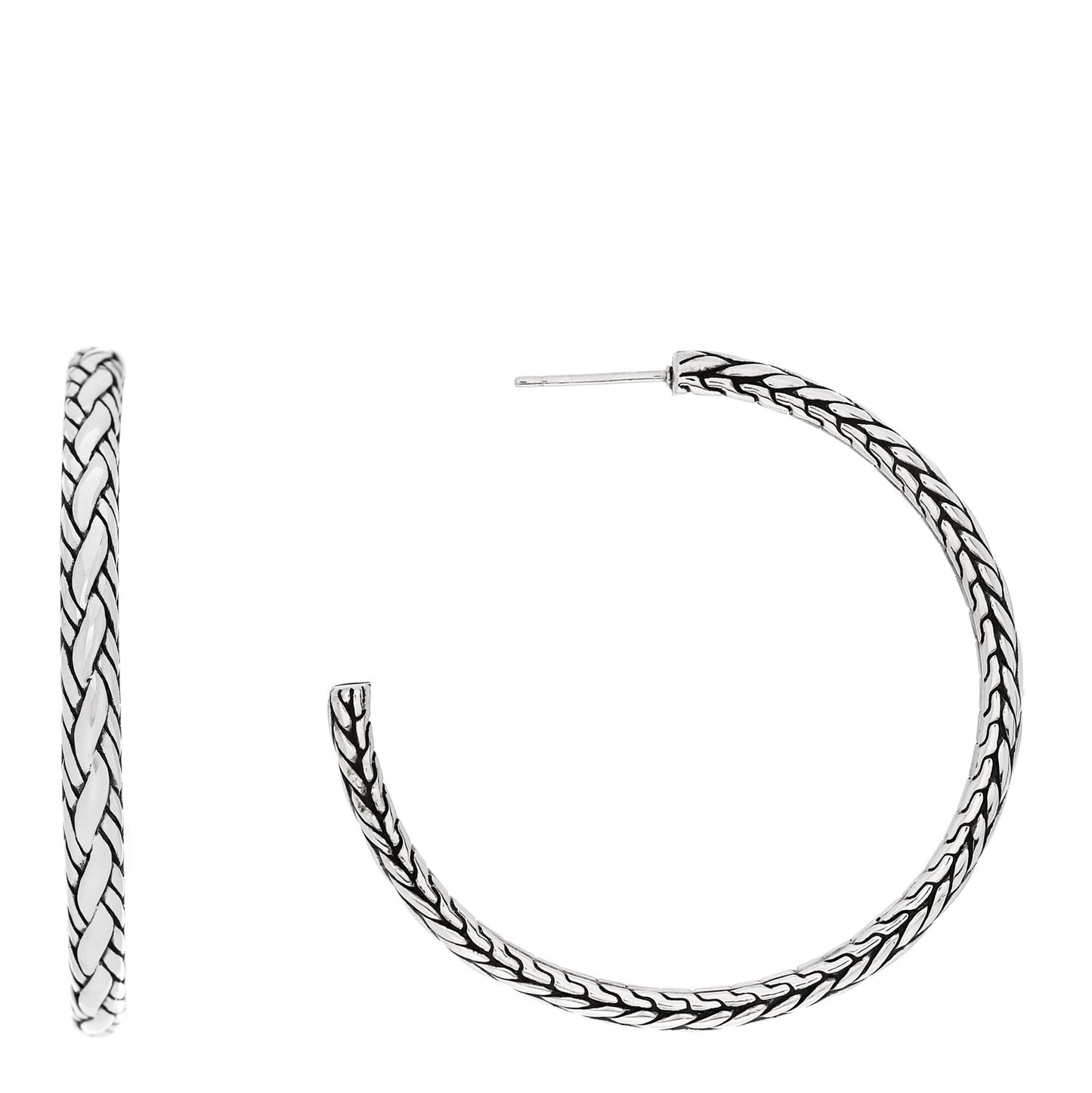 Sterling Silver Kepang Large Hoop Earrings