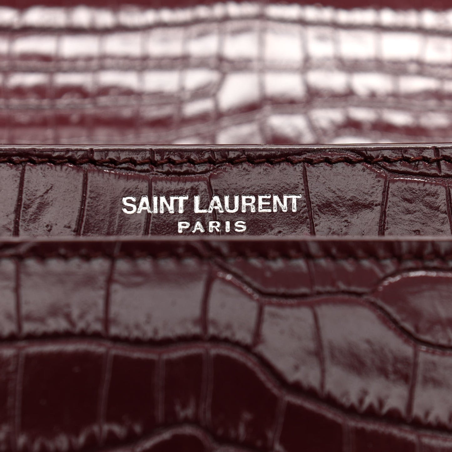 Calfskin Crocodile Embossed Medium Monogram Sunset Rouge Legion