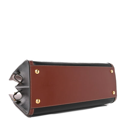 Burberry Calfskin Vintage Check Small Two Handle Title Bag Black 4 of 9