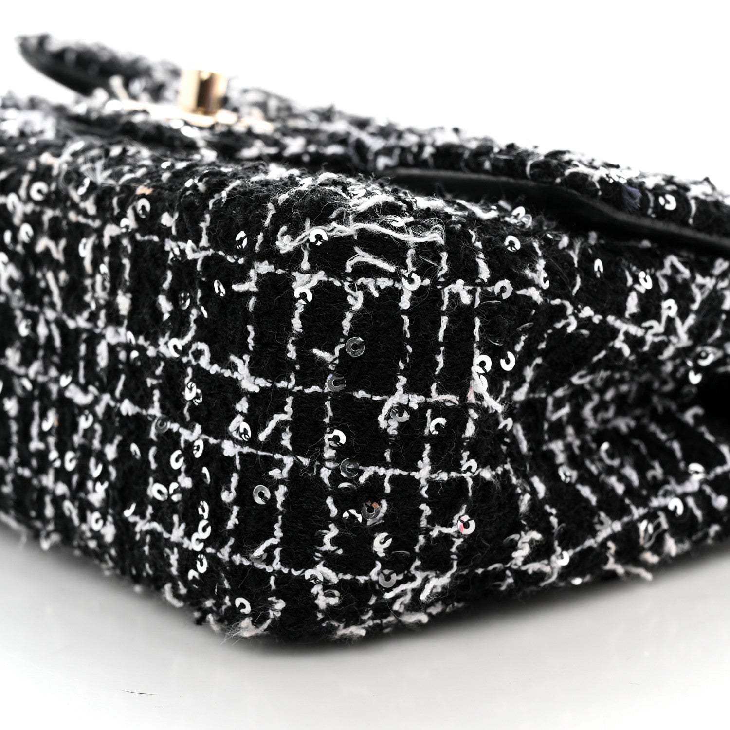 Chanel Tweed Quilted Mini Top Handle Rectangular Flap Black White 10 of 12