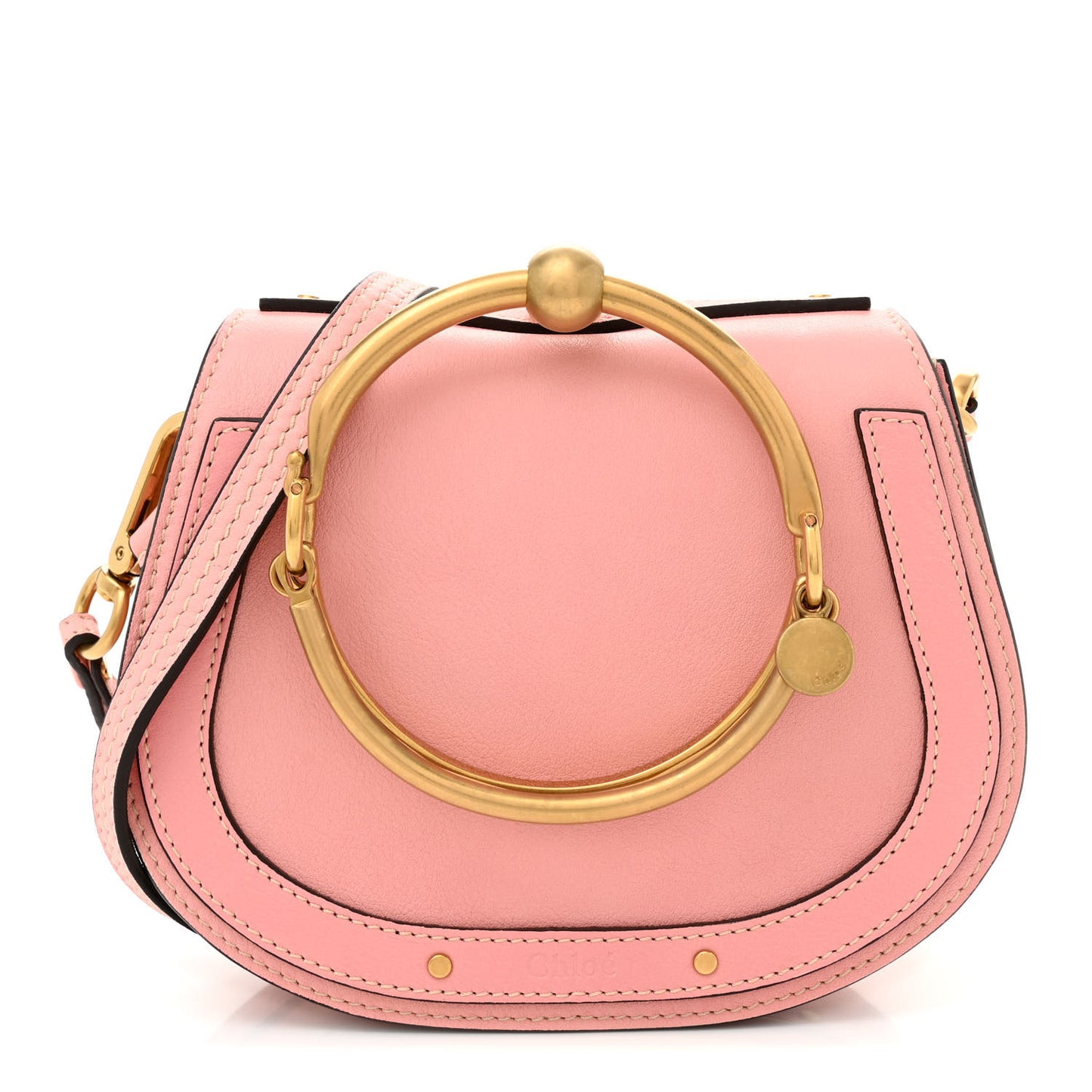 Calfskin Suede Small Nile Bracelet Bag Washed Pink