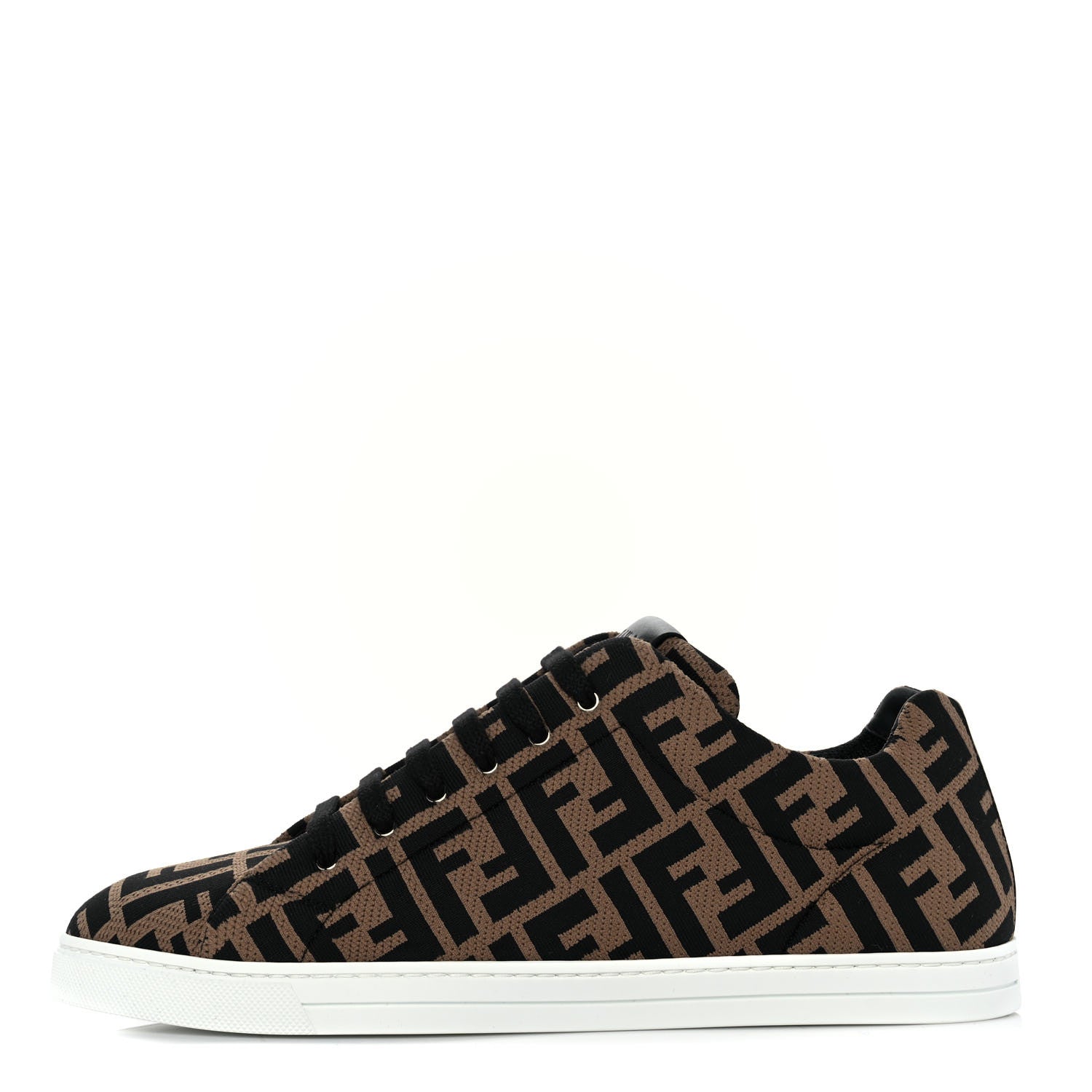 Fendi Tech Fabric FF Mens Lace Up Low Top Sneakers 8 Tobacco Black 1 of 9