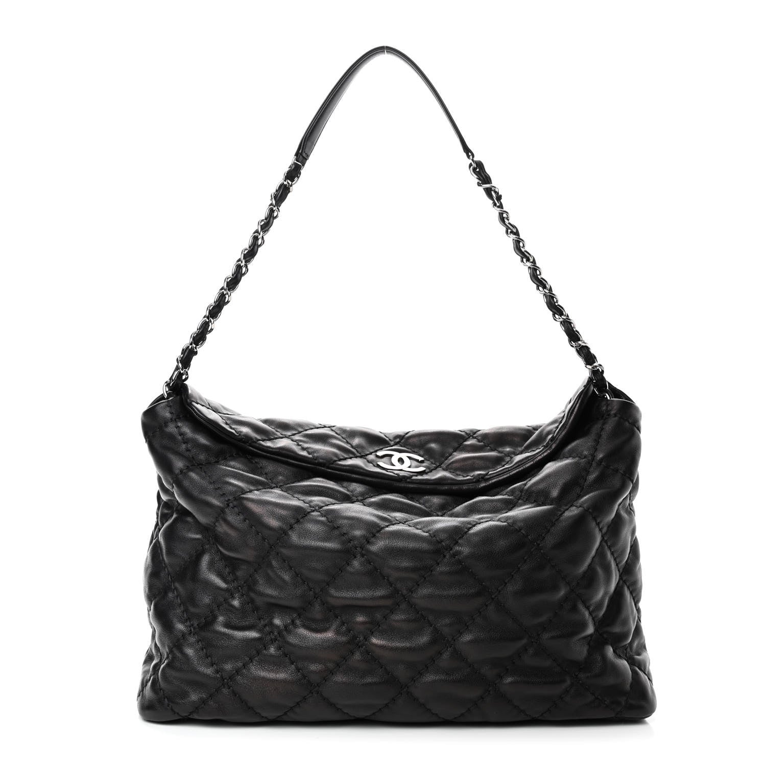 Chanel Metallic Calfskin Quilted French Riviera Hobo Black 1 of 4