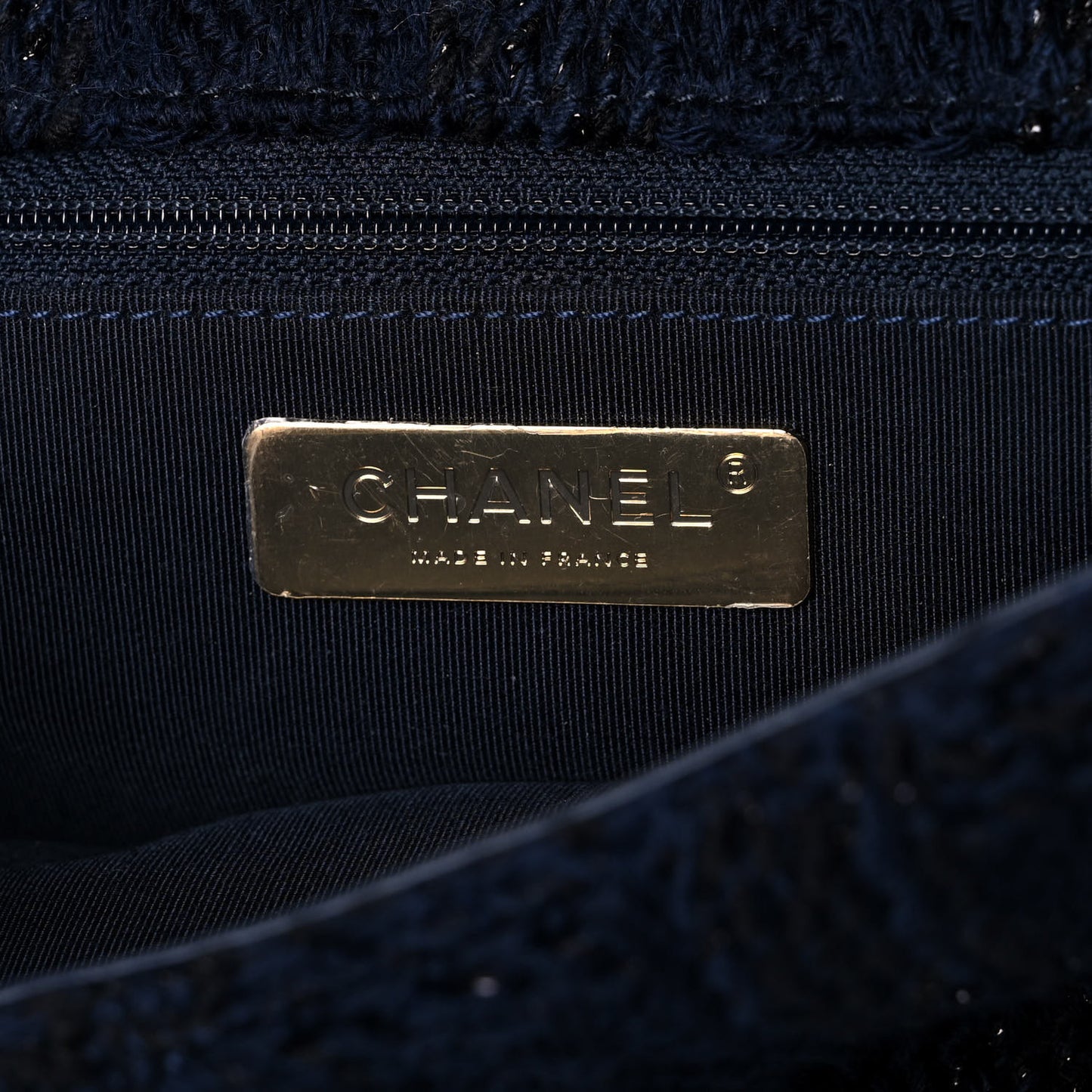 Tweed Quilted Large Chanel 19 Flap Navy Blue